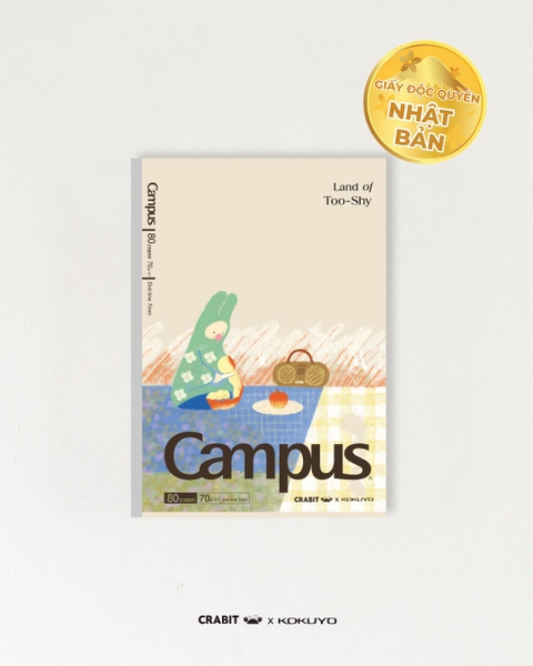 Vở kẻ ngang chấm 80 trang B5 giấy Nhật Crabit x Kokuyo Land of Too-Shy 2 -  Thỏ Picnic