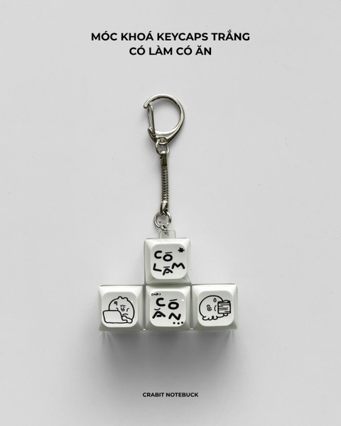 Móc khoá keycaps 4 phím Chăm chỉ
