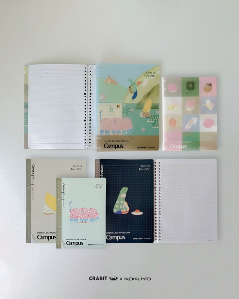 Sổ còng 4 lỗ kẻ ngang A5 80 trang Crabit x Kokuyo Land of Too-shy 2 - Cư dân