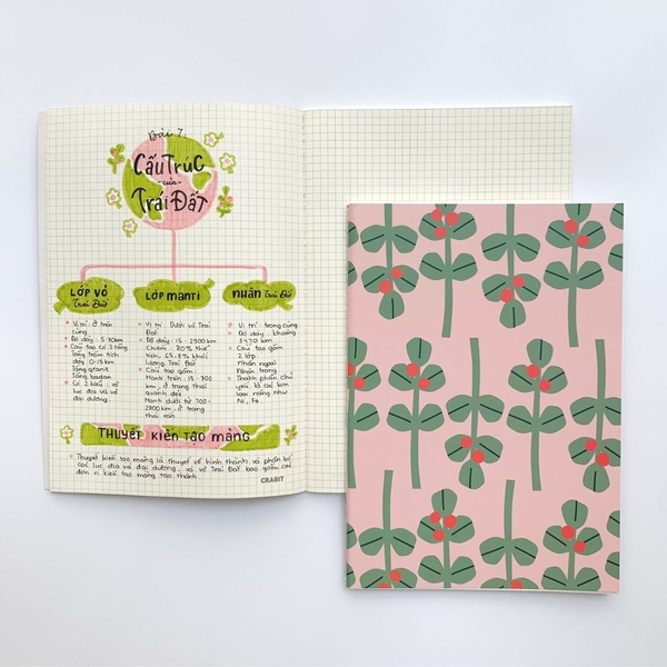 Vở grid may gáy 80 trang 100gsm Green Bird - Lá