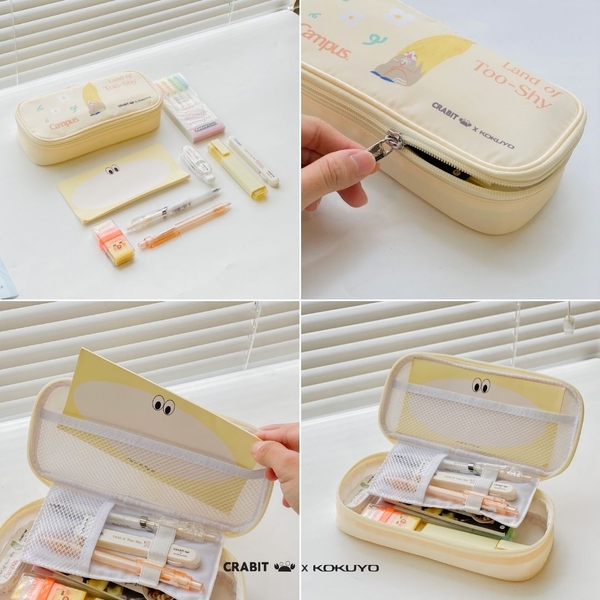 Túi Bút Viết Học Sinh Đa Năng Nhiều Ngăn Tiện Lợi In hình Crabit x Kokuyo Campus | Land of Too Shy Series