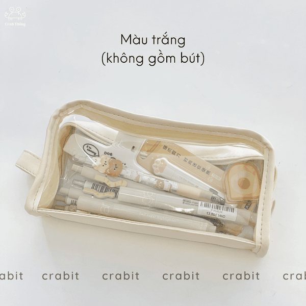 Túi đựng bút trong suốt cỡ lớn màu trơn