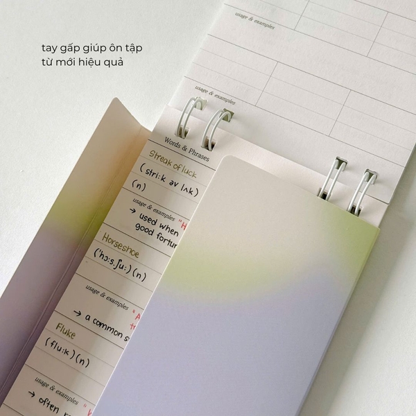 Sổ học từ Handy ruột kẻ ngang 90 trang học 360 từ - Hên Gradient