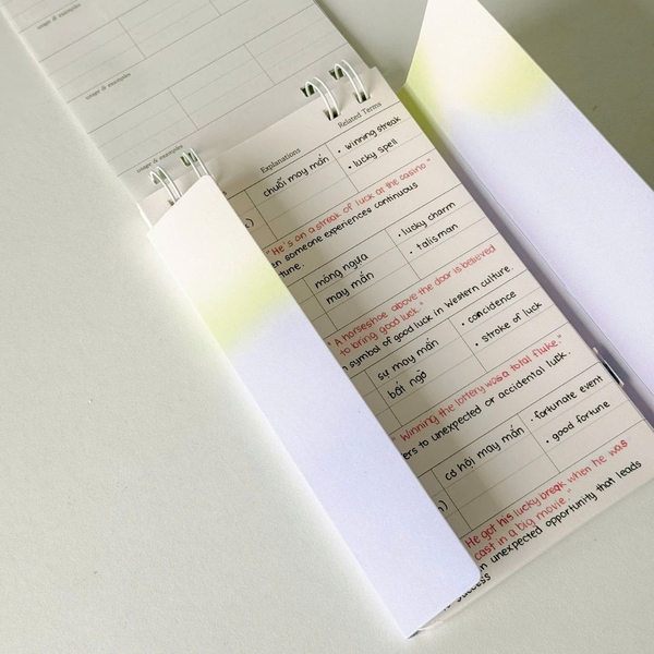 Sổ học từ Handy ruột kẻ ngang 90 trang học 360 từ - Hên Gradient