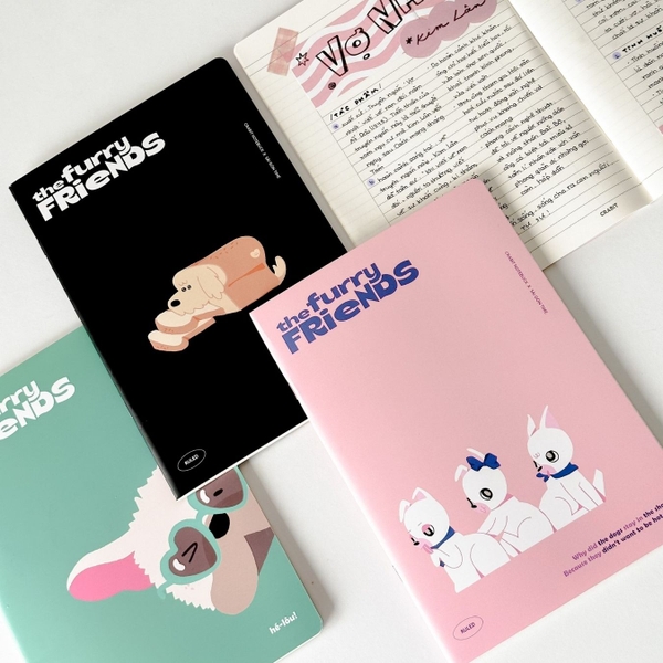 Vở kẻ ngang 120 trang Crabit x SGT - The Furry Friends - Miến - Xanh ngọc