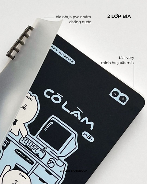 Sổ còng 2 đầu A5 100gsm 120 trang kẻ ngang Chăm chỉ - Làm Ăn