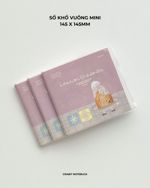 Sketchbook vuông bìa mềm bọc vỏ pvc tặng kèm sticker 190gsm 72 trang Miếng Bánh Mỳ