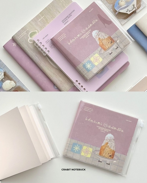 Sketchbook vuông bìa mềm bọc vỏ pvc tặng kèm sticker 190gsm 72 trang Miếng Bánh Mỳ