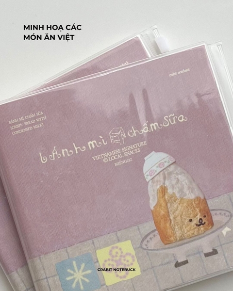 Sketchbook vuông bìa mềm bọc vỏ pvc tặng kèm sticker 190gsm 72 trang Miếng Bánh Mỳ