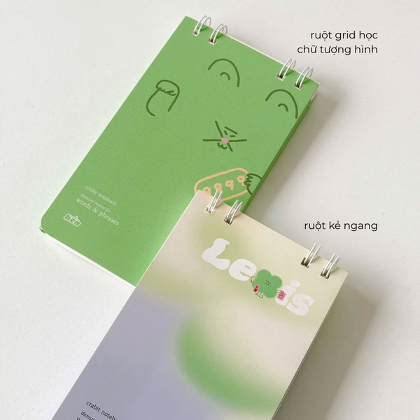 Sổ học từ Handy ruột grid 90 trang học 630 từ tượng hình - Hên Xanh lá