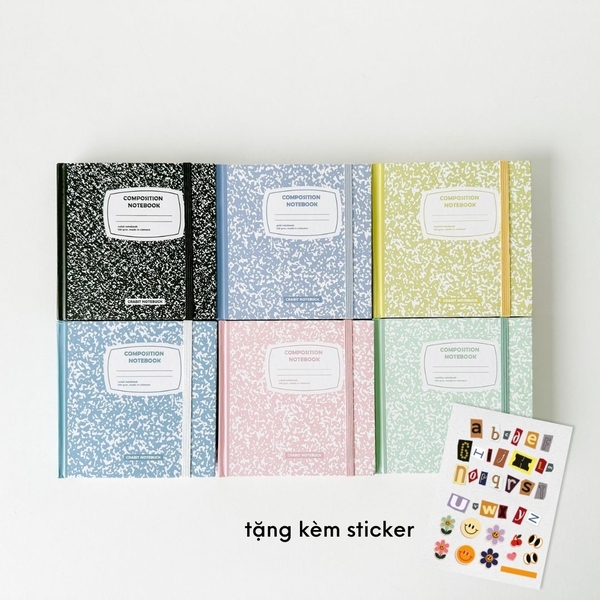 Sổ kẻ ngang khổ vuông 140 trang 130gsm tặng kèm sticker Composition Collection - Hồng Berries