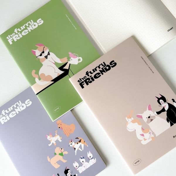 Combo 3 Vở chấm dot 120 trang Crabit x SGT - The Furry Friends