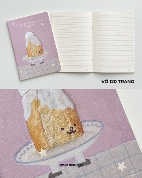 Vở kẻ ngang 70gsm 120 trang Miếng - Bành mỳ chấm sữa