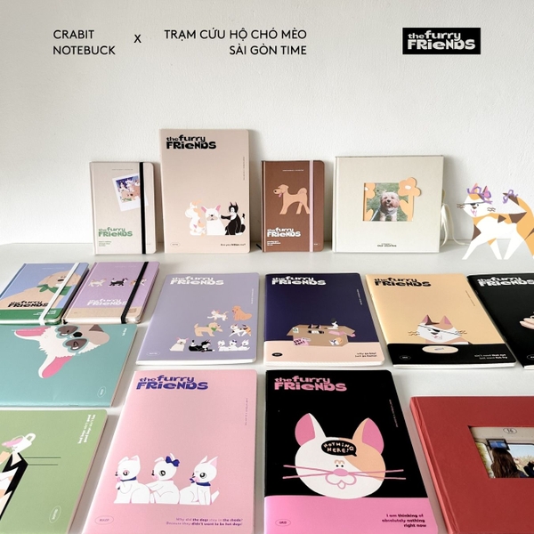 Vở chấm dot 120 trang Crabit x SGT - The Furry Friends - Tam ca - Nâu