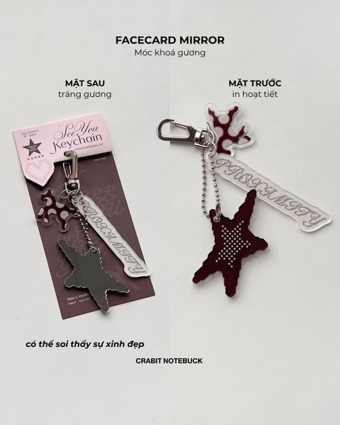 Móc khoá gương Polka Dot Chấm bi Facecard Mirror