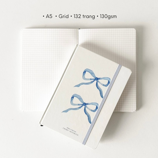 Sổ grid A5 Ribbon Collection Nơ Xanh