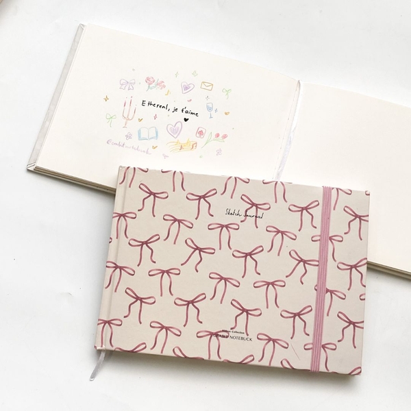 Sổ vẽ A4 sketchbook 190gsm Ribbon - Nơ xanh