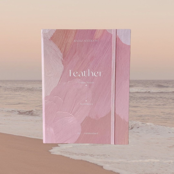 Sổ còng sắt bìa cứng A5 6 lỗ Feather Vệt màu Hồng