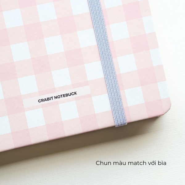 Sổ tay A5 kẻ ngang 130gsm Composition Gingham (Tặng kèm sticker) - Caro hồng