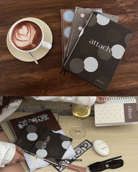 Sổ tay A5 trơn 132 trang 130gsm Chấm bi - Đen Trắng