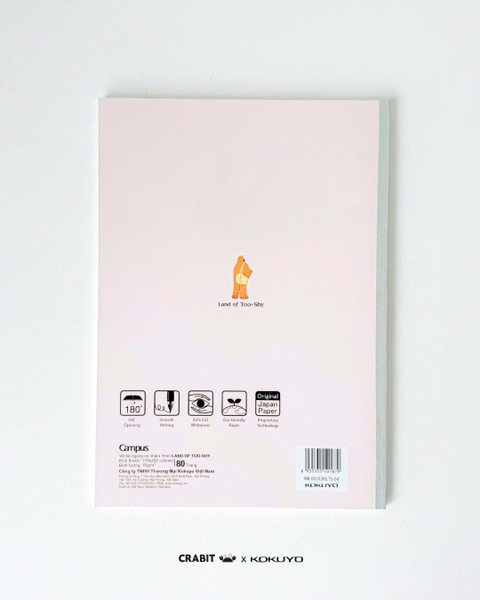 Vở kẻ ngang chấm 80 trang B5 giấy Nhật Crabit x Kokuyo Land of Too-Shy 2 -  Mr. Bubble Tea Picnic