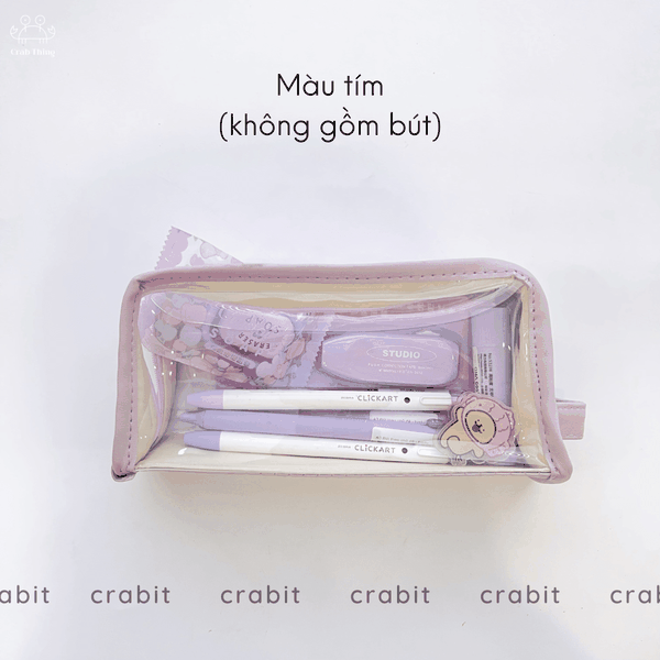 Túi đựng bút trong suốt cỡ lớn màu trơn