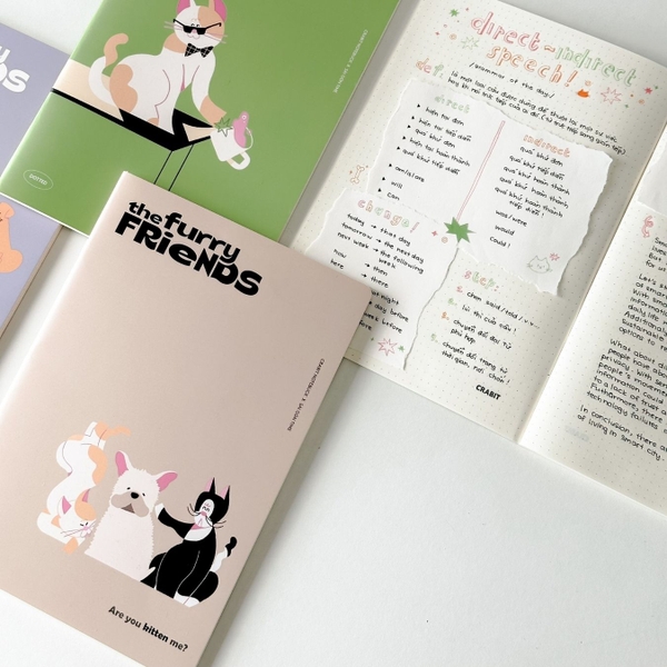 Vở chấm dot 120 trang Crabit x SGT - The Furry Friends - Tam ca - Nâu