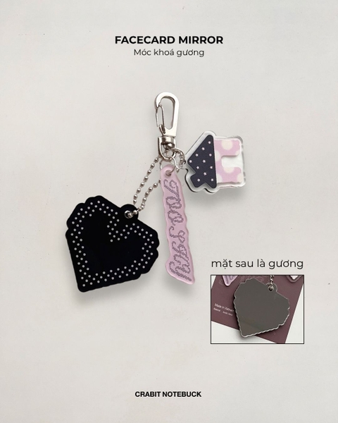 Móc khoá gương Polka Dot Chấm bi Facecard Mirror
