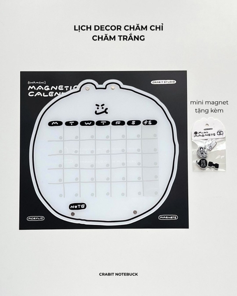 Lịch decor bảng lịch nam châm Chăm chỉ kèm nam châm mini