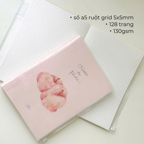 Sổ A5 grid 130gsm 128 trang Peach Pocket