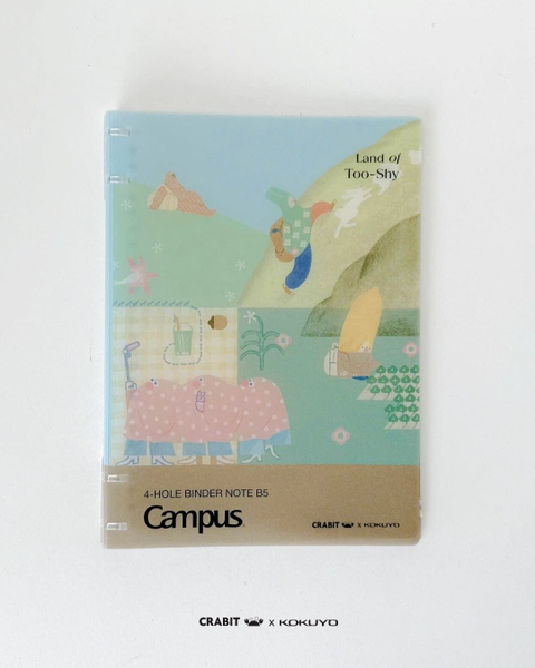 Sổ còng 4 lỗ kẻ ngang B5 80 trang Crabit x Kokuyo Land of Too-shy 2 - Too-shy Picnic
