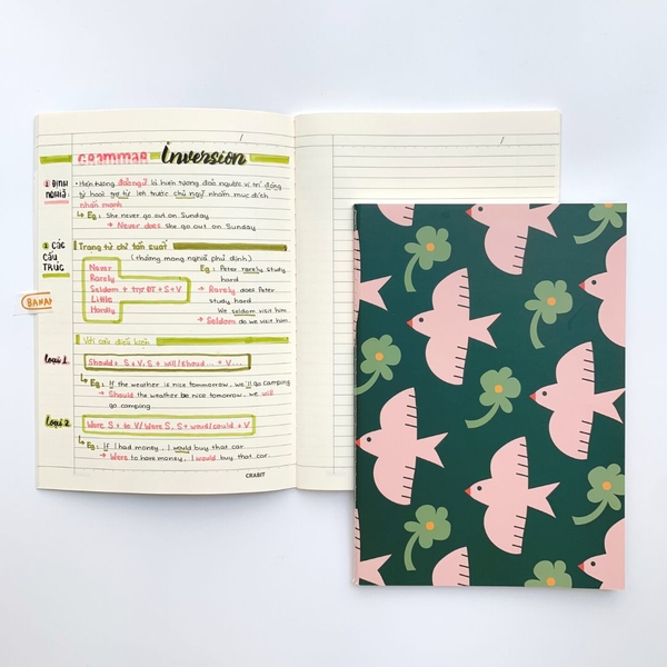 Combo 3 vở may gáy 100gsm 80 trang Green Bird