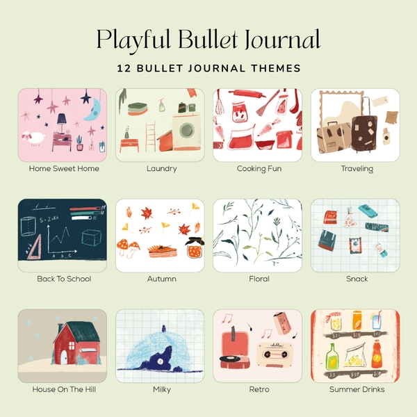 Combo Sổ Playful Daily Bullet Journal - Set 5 bút
