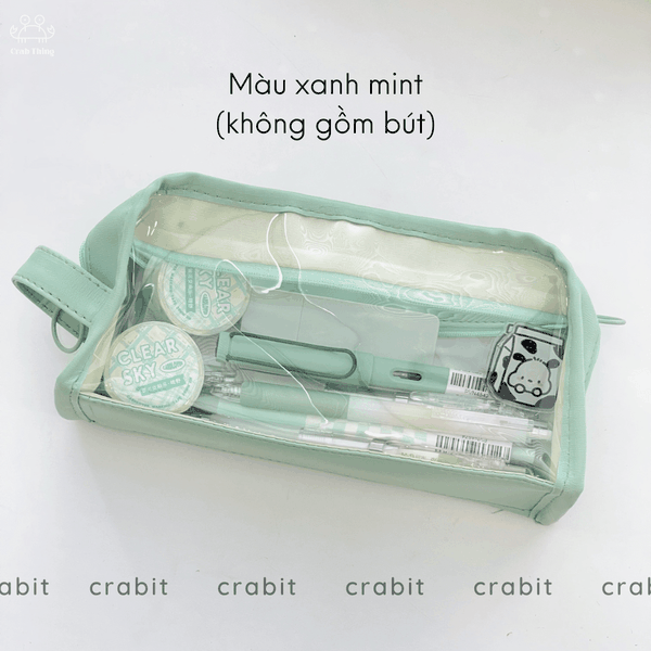 Túi đựng bút trong suốt cỡ lớn màu trơn