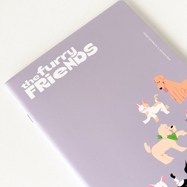 Vở chấm dot 120 trang Crabit x SGT - The Furry Friends - Xanh tím