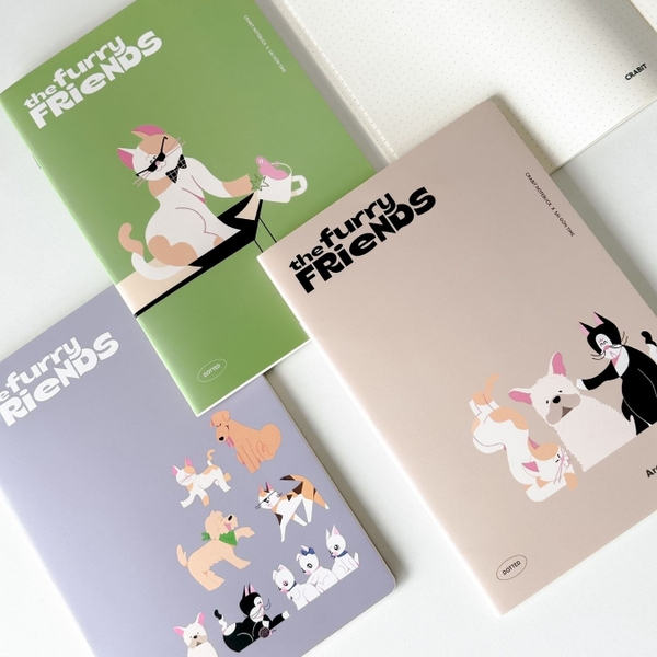 Vở chấm dot 120 trang Crabit x SGT - The Furry Friends - Xanh tím