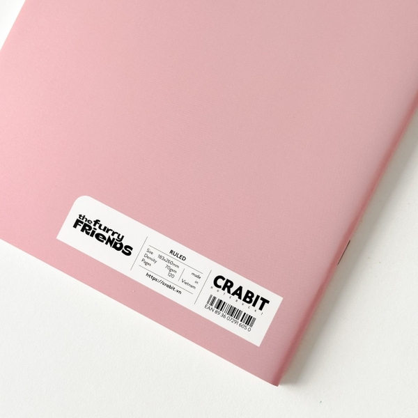 Vở kẻ ngang 120 trang Crabit x SGT - The Furry Friends - Tam ca - Hồng