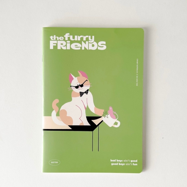 Vở chấm dot 120 trang Crabit x SGT - The Furry Friends - Bad boy - Xanh lá