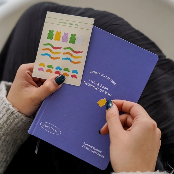 [Tặng kèm sticker] Sổ tay dotgrid bỏ túi Gummy Collection - Bean Xanh tím