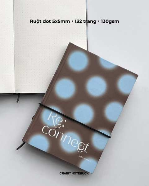 Sổ tay A5 dot 132 trang 130gsm Chấm bi - Nâu Xanh