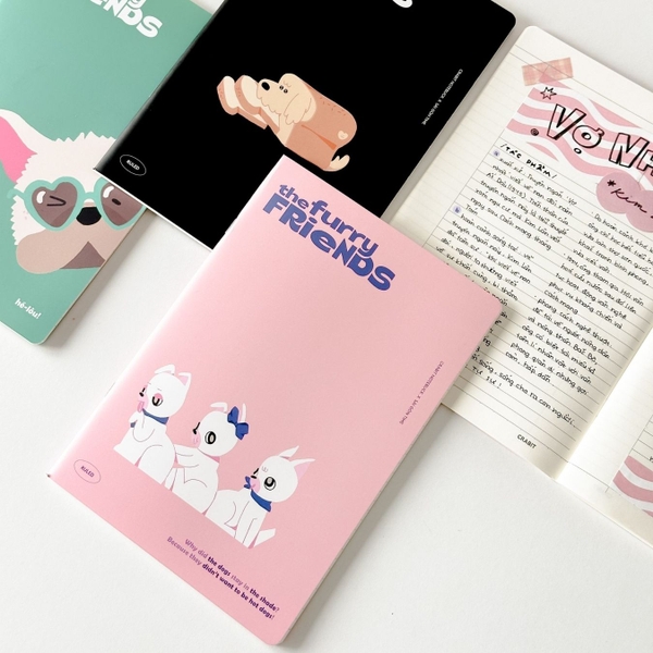 Vở kẻ ngang 120 trang Crabit x SGT - The Furry Friends - Tam ca - Hồng