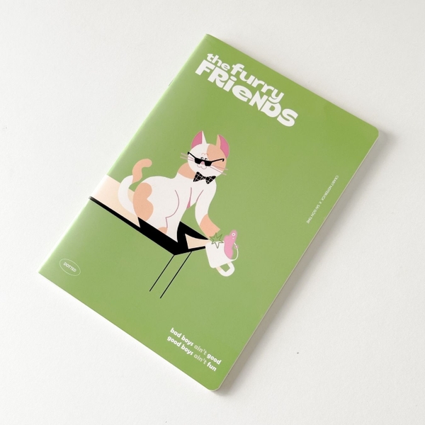 Vở chấm dot 120 trang Crabit x SGT - The Furry Friends - Bad boy - Xanh lá