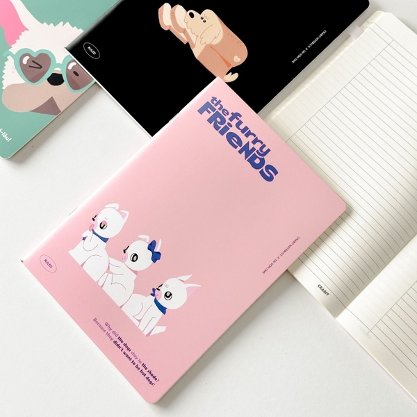 Vở kẻ ngang 120 trang Crabit x SGT - The Furry Friends - Tam ca - Hồng