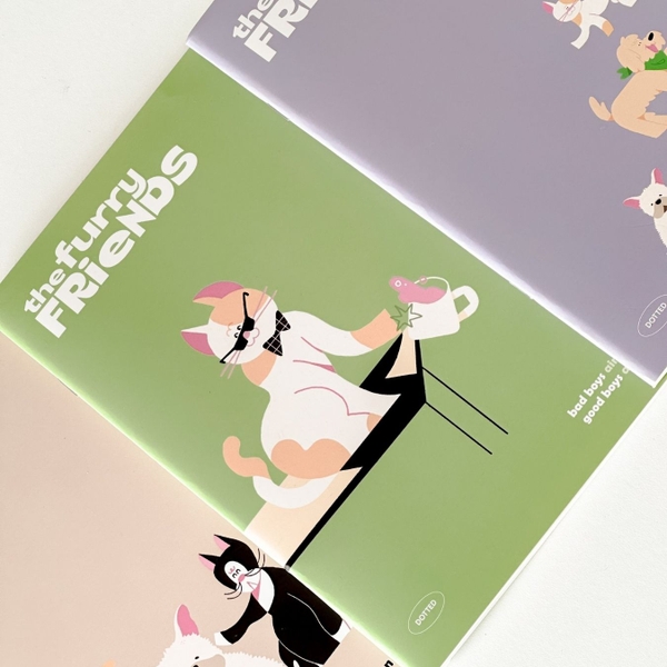 Vở chấm dot 120 trang Crabit x SGT - The Furry Friends - Bad boy - Xanh lá