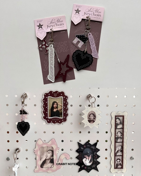 Móc khoá gương Polka Dot Chấm bi Facecard Mirror