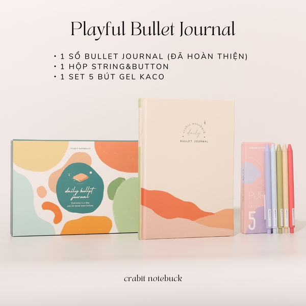 Combo Sổ Playful Daily Bullet Journal - Set 5 bút