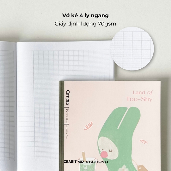 Vở A5 4 ly kẻ ngang 96 trang Thỏ - Crabit x Kokuyo - Land of Too-Shy