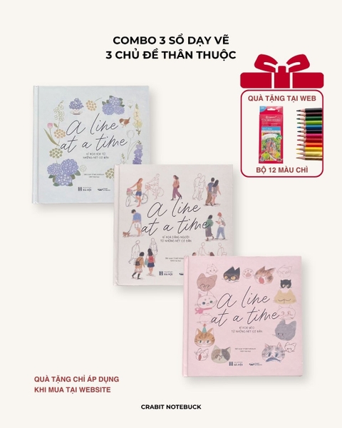 Combo 3 sổ dạy vẽ A Line At A Time