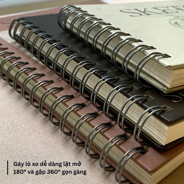 Sổ Sketchbook lò xo A5 dọc - Đen