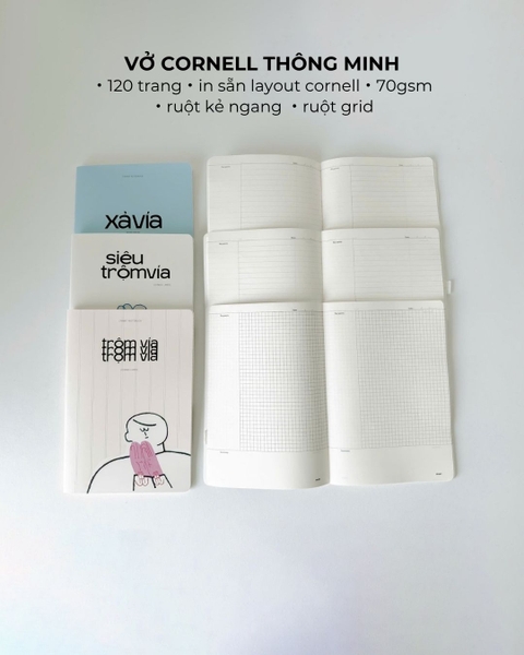 Combo 3 Vở cornell 120 trang 70gsm Trộm vía